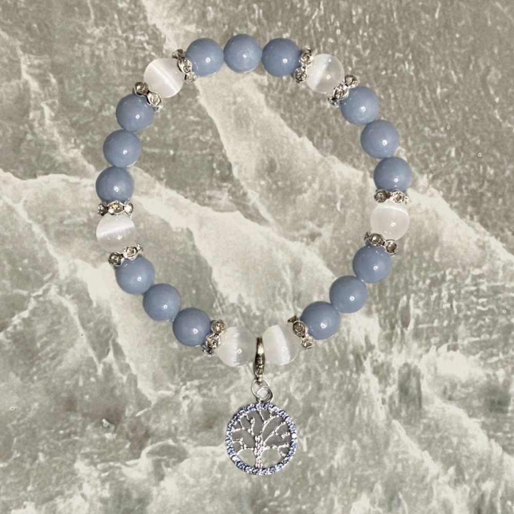 Anglite with Selenite and Tree Charm